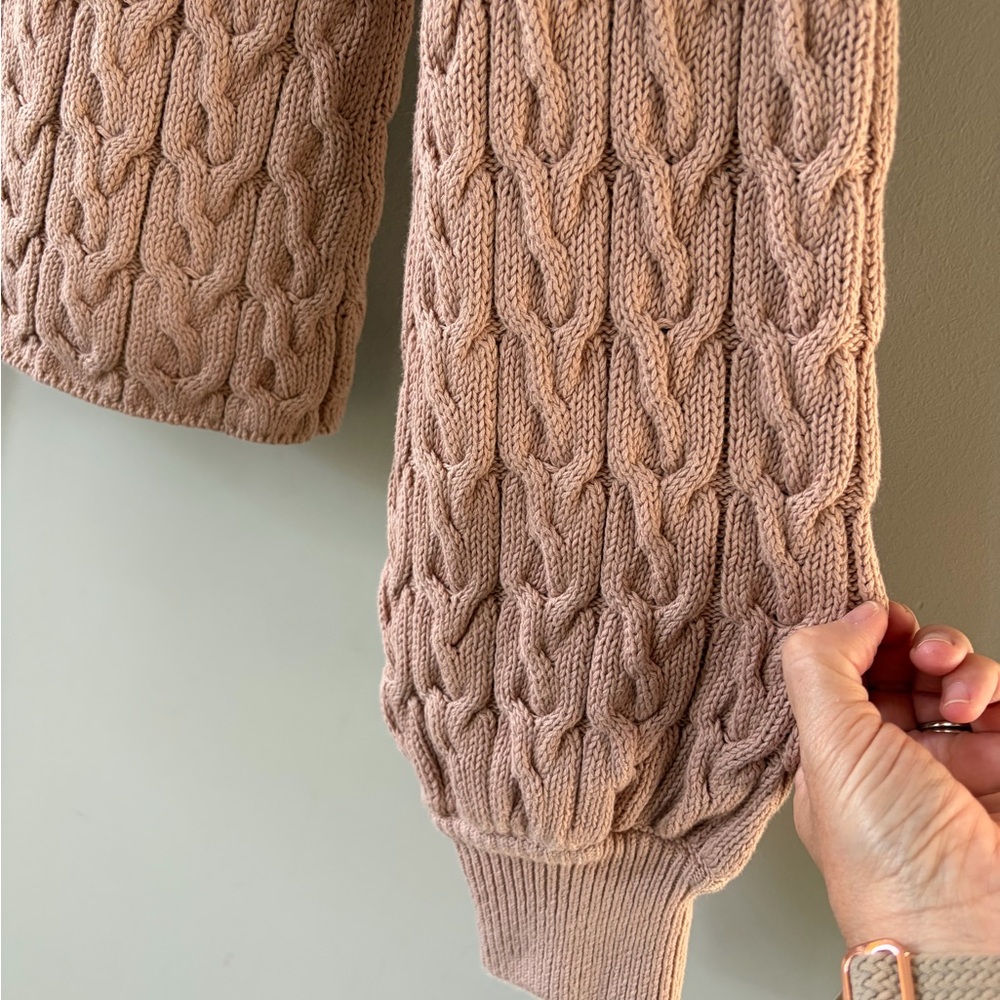 J.Crew Women’s Cropped Cable Knit balloon sleeve Sweater Dusty Pink size XS - Picture 5 of 5